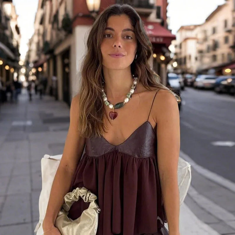 Blusa Amélie de Cuir