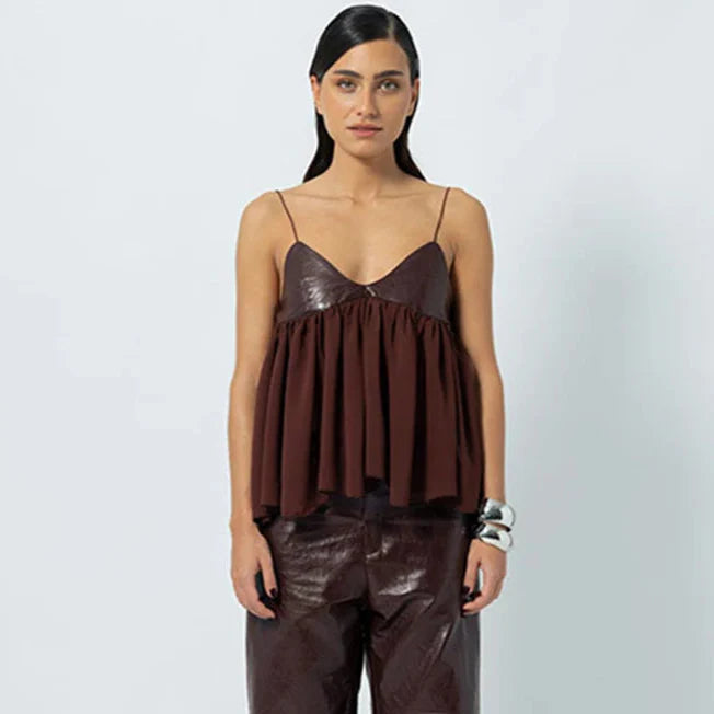 Blusa Amélie de Cuir