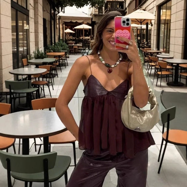 Blusa Amélie de Cuir