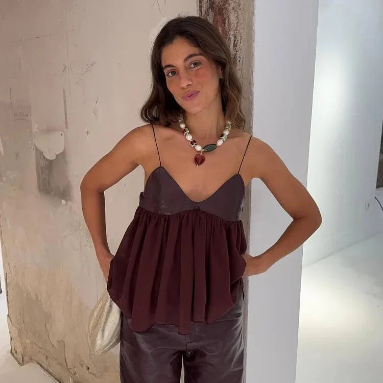 Blusa Amélie de Cuir